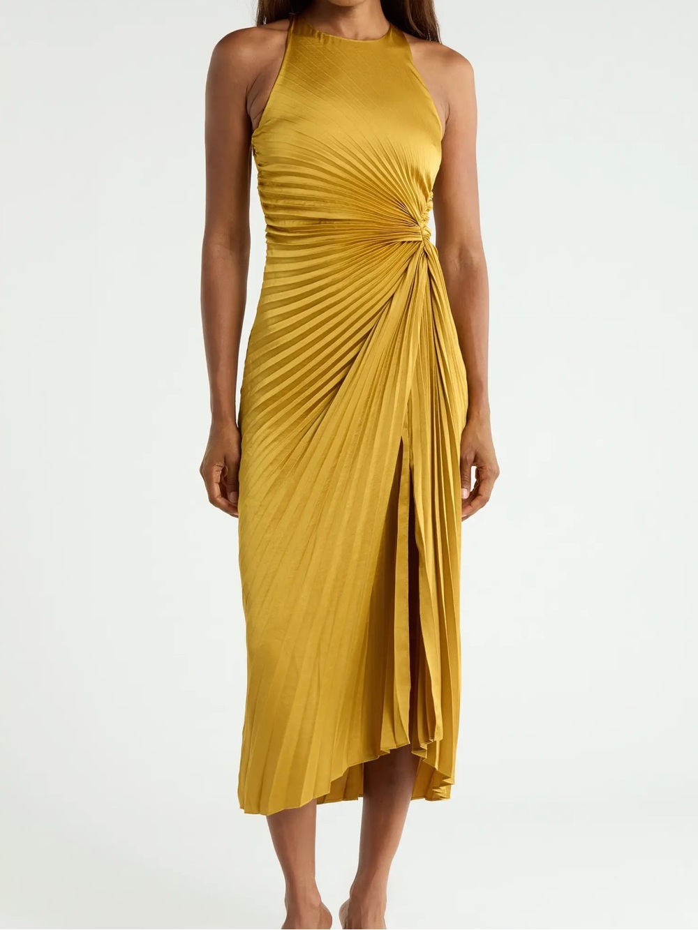 A.L.C Reagan Asymmetric Pleat Dress- Aged Bronze Size 2
